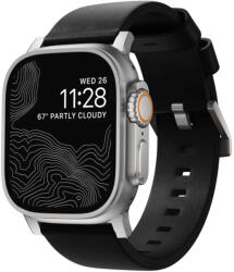 Nomad Modern Band for AW 46mm/49mm Black leather Silver hardware (NM01908685) - mzona