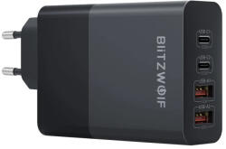 BlitzWolf BlitzWolf® BW-S29: 120W-os GaN Tech gyorstöltő - 4 portos USB töltő (2x USB Type-C + 2x USB-A) Apple/Android/Windows eszközökhöz