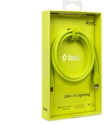 Ttec Data кабел ttec USB-C - Lightning Charge/Data Cable 120cm - Neon Yellow