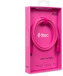 Ttec Data кабел ttec USB-C - USB-C 60W PD/QC Fast Charging/Data Cable - 120cm - Neon Pink