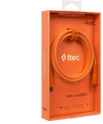Ttec Data кабел ttec USB-C - USB-C 60W PD/QC Fast Charging/Data Cable - 120cm - Neon Orange