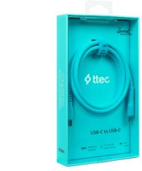 Ttec Data кабел ttec USB-C - USB-C 60W PD/QC Fast Charging/Data Cable - 120cm - Neon Blue