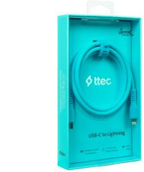 Ttec Data кабел ttec USB-C - Lightning Charge Cable 120cm - Neon Blue