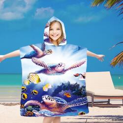 Gyermek poncsó OCEAN WORLD kék 60x90 cm
