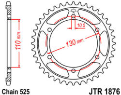 Jt Sprockets Acél Standard Hátsó Lánckerék 1876 - 525 JT SPROCKETS Erőátviteli alkatrész Lánc, lánckerék, láncszett Hátsó lánckerék - motomotors - 16 506 Ft