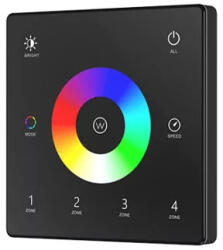 S-lightled TW4-4 RGB/RGBW LED távszabályzó fali RF fekete 4 zónás Slightled (SL LEDVSK076)
