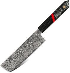  ZA-37458 damaszk konyhakés - Nakiri/Fekete/Piros