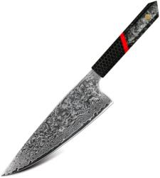  Damaskus konyhai kés Zankuro - Santoku / Fekete / Piros