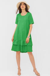 Pierino Rochie verde A line midi, cu doua volane poale, din in mercerizat si vascoza S/M