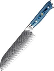 HARAHU Cuțit de bucătărie damasc TU-37504 - Santoku / Albastru KP37504
