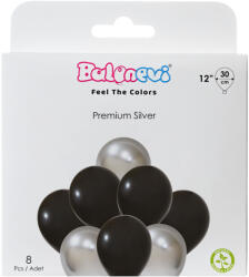Balonevi Latex lufi 12", 30cm 8db vegyes színek, Premium Silver (LUFI126708)