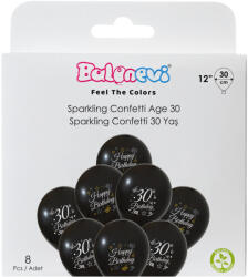 Balonevi Lufi 12", 30cm 8db Happy Birthday 30-as (LUFI486366)