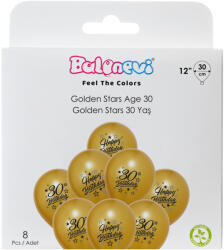 Balonevi Latex lufi 12", 30cm 8db Happy Birthday 30-as (LUFI809091)