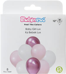Balonevi lufi 12", 30cm 8db vegyes színek, Baby Girl Lux (LUFI726538)