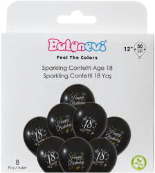Balonevi lufi 12", 30cm 8db Happy Birthday 18-as (LUFI588429)