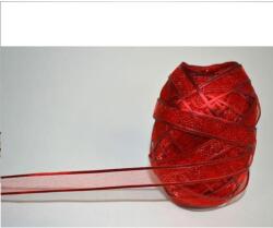 Organza szalag piros, erősített széllel. Mérete: 10 mm x 10 m