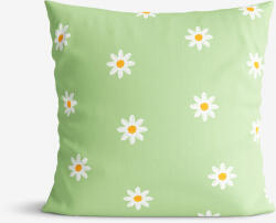 Goldea dekoratív párnahuzat - százszorszépek zöldes alapon 45 x 45 cm