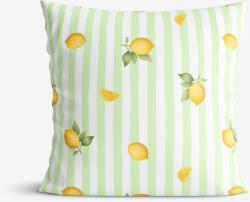 Goldea dekoratív párnahuzat - citromok zöld csíkos alapon 50 x 50 cm
