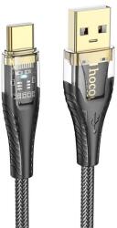hoco. U121 adatkábel (USB - Type-C, 2.4A, gyorstöltő, 120cm, LED jelzés, cipőfűző) FEKETE (U121_USB_C_B)