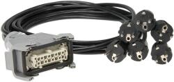 KLOTZ 6-pin power multicore fanout, Harting HAN 16E mum/plug - 6 x Schuko dome - 1m (LT-I10015)