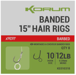 Korum Banded Hair Rigs 12 Barbed Szakállas, Füles Monofil Előkötött Horog 8db (K0310319)