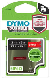 DYMO Feliratozógép szalag tartós Dymo D1 1978366 12mmx3m, EREDETI, fehér/piros (1978366)