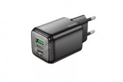 hoco. N52 Monsoon hálózati gyorstöltő (USB - Type-C) (PD) 20w + QC3.0 fekete (PM037040) (PM037040)