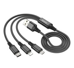 hoco. X76 töltőkábel 3in1 (USB - lightning/microUSB/Type-C, 2A, 100cm) FEKETE (X76_B) (X76_B)