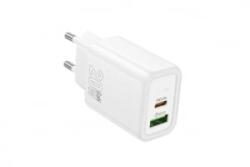 hoco. N61 Gentle hálózati gyorstöltő (USB - Type-C) (PD) 20W + QC3.0 fehér (PM037418)