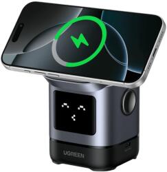 UGREEN W709 Uno Robot 2in1 Vezeték nélküli mágneses töltő 16W szürke (W709)
