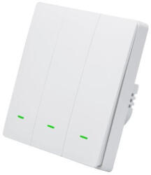SmartWise B63 UNI Zigbee 3.0 + RF, univerzális bekötésű, 3 áramkörös, fizikai nyomógombos okos villanykapcsoló, fehér