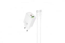 hoco. N61 Gentle hálózati gyorstöltő (USB - Type-C) (PD)20W Type-C/Type-C kábellel fehér (PM037422) (PM037422)