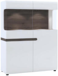 Vitrin, fehér extra magas fényű HG/trufla sonoma tölgy, LYNATET 33 (KD-0000022301)