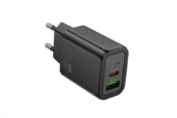 hoco. N61 Gentle hálózati gyorstöltő (USB - Type-C) (PD) 20W + QC3.0 fekete (PM037417) (PM037417)