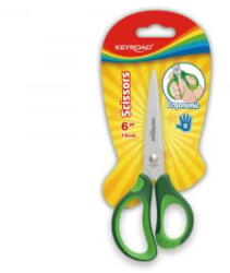 Keyroad Olló, 15 cm, hegyes, 1 db/bliszter, Soft Grip, vegyes színek (KR971551) (KR971551)