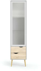 Vitrines szekrény, tölgy sonoma/fehér, OSLO 75461 (KD-0000239464)