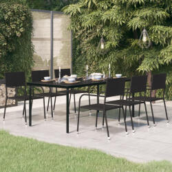 vidaXL fekete acél és üveg kerti étkezőasztal 200 x 100 x 74 cm (VD3100107)