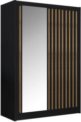 Tolóajtós szekrény, fekete/craft tölgy, 150x215 cm, LADDER (KD-0000384790)