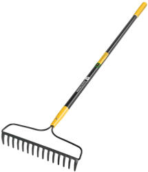Truper 35126 DEERE R-15AM-FX-JD 15 fogú kovácsolt íves gereblye, 150 cm-es üvegszálas nyéllel, gumírozott markolattal