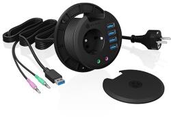 RaidSonic Asztali hub IB-HUB1430 80 mm, 4x Usb 3.0 Type-A, Audio in /out, kontakt (60633)