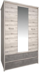 Szekrény tükörrel 3D4S, nairobi gesztenye/onix, JESI NEW (KD-0000408059)