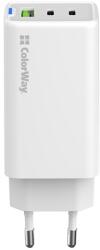 ColorWay AC töltő GaN Mini CW-CHS058PD-WT 65W PD port PPS USB (USB-2C1A) fehér (CW-CHS058PD-WT)