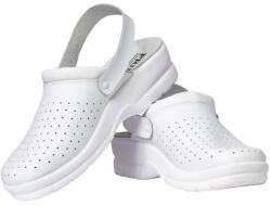 Prima Saboti Medicali din Piele cu Bareta, Prima, Albi, Marimea 36 (VTR-0358-36)