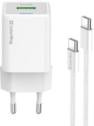 ColorWay AC töltő GaN Mini CW-CHS055PDC-WT 35W PD port PPS USB (Type-C PD + USB QC4.0) kábel Type-C (CW-CHS055PDC-WT)