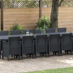 vidaXL 17 Darabos Kerti Étkezőszett Antracit Polyrattan (3378652)