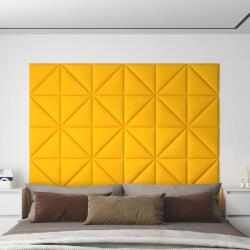 vidaXL 12 db sárga bársony fali panel 30 x 30 cm 0, 54 m2 (343953)
