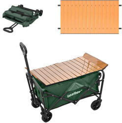 Leziter Összecsukható standard kerti strandkocsi asztallal zöld (LSZKK055-GREEN) - snaigeshop