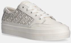Tommy Hilfiger bőr sportcipő VULC LEATHER SNEAKER MONOGRAM bézs, FW0FW08331 - bézs Női 41