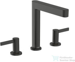 Hansgrohe FINORIS 160 3 üléses mosdó csaptelep click-clack leeresztővel, szálcsiszolt fekete króm 76034340 (76034340)