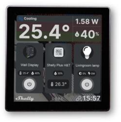 Shelly Wall Display Wi-Fi+Bluetooth villanykapcsoló + színes érintõképernyõs vezérlõpanel (fekete) (ALL-KAP-WDB) - smart-otthon